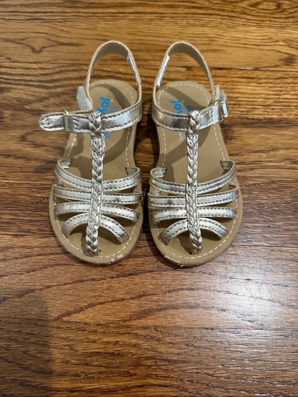 Carter's Girls Metallic Gold Braided T-Strap Sandals
